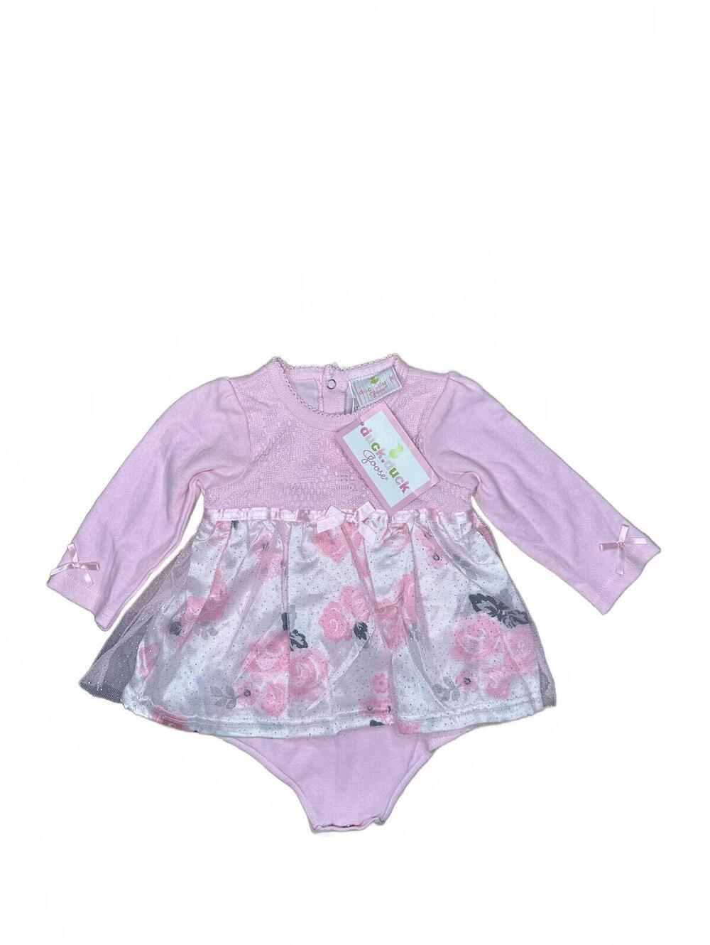 Duck Duck Goose Baby Girls Pink Floral Bodysuit Dress 6-9 Months